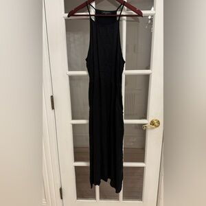 MAVEN WEST Women’s Black 100% Cupro Sleeveless Side Pocket Midi Dress Size M